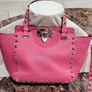 Pink Studded Valentino Leather Handbag